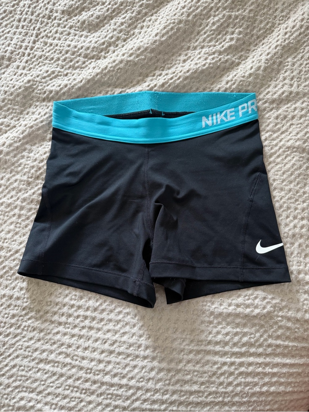 Nike Black Active Bike Shorts with Teal Waistband